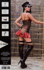 Обольстительное прозрачное платье и аксессуары для полисвуман (Размер: S-M-L) (Цвет: черный с красным)