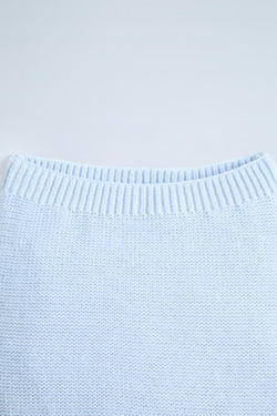 ZARA ТРИКОТАЖНЫЕ БРЮКИ С ВЫШИВКОЙ «ПАЛЬМА», ПАСТЕЛЬНО-СИНИЙ