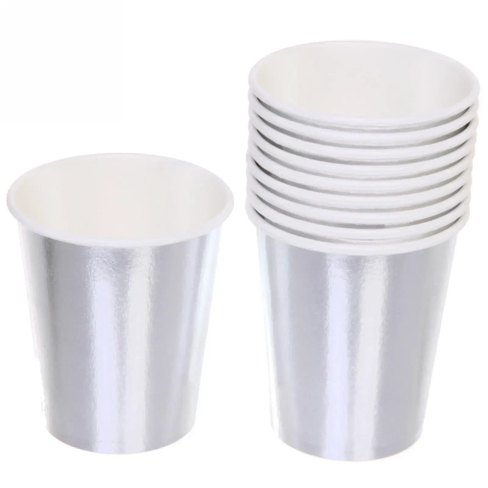 Стакан бумажный 0,2л в наборе 10 шт «Диско», Серебро