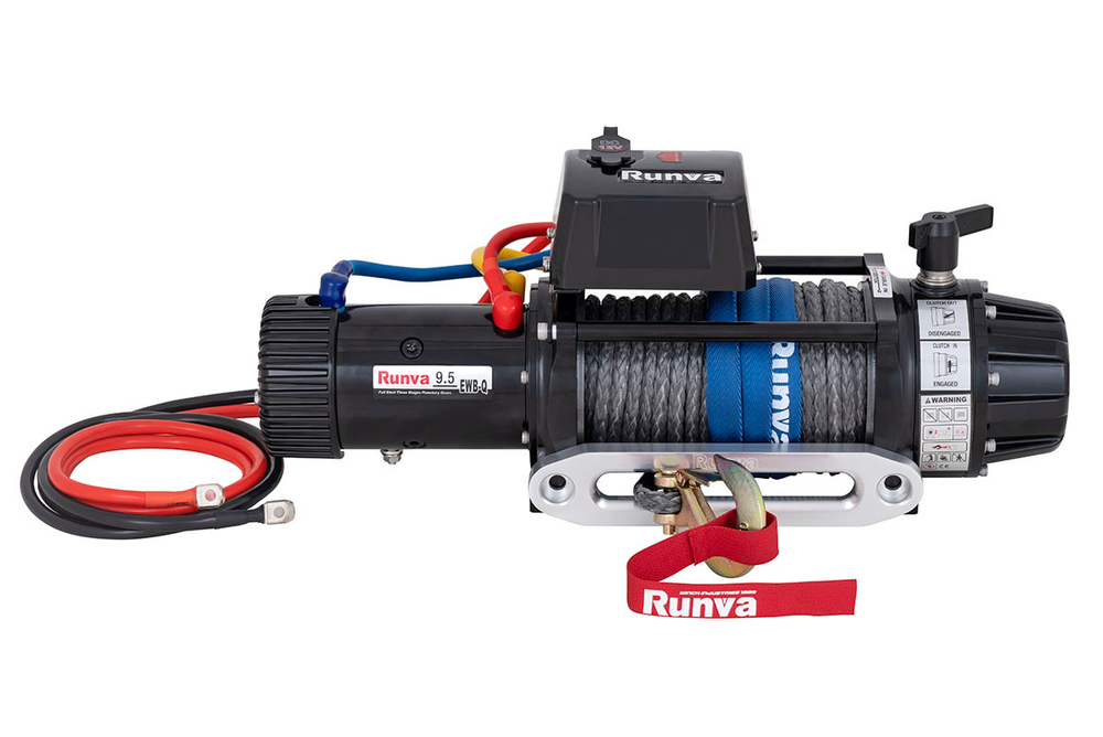Лебёдка автомобильная электрическая 12V Runva 9500 lbs 4350 кг влагозащищенная, синтетический трос