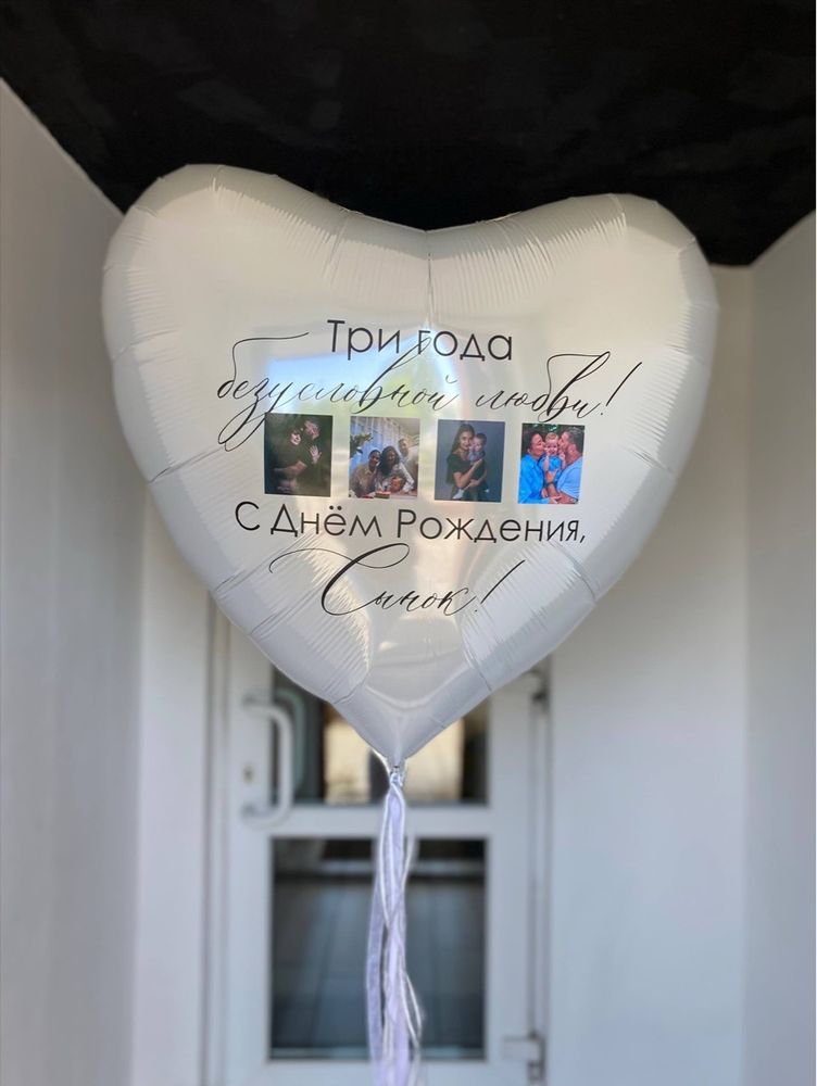 Воздушный шар-сердце с фотографиями на день рождения №5379