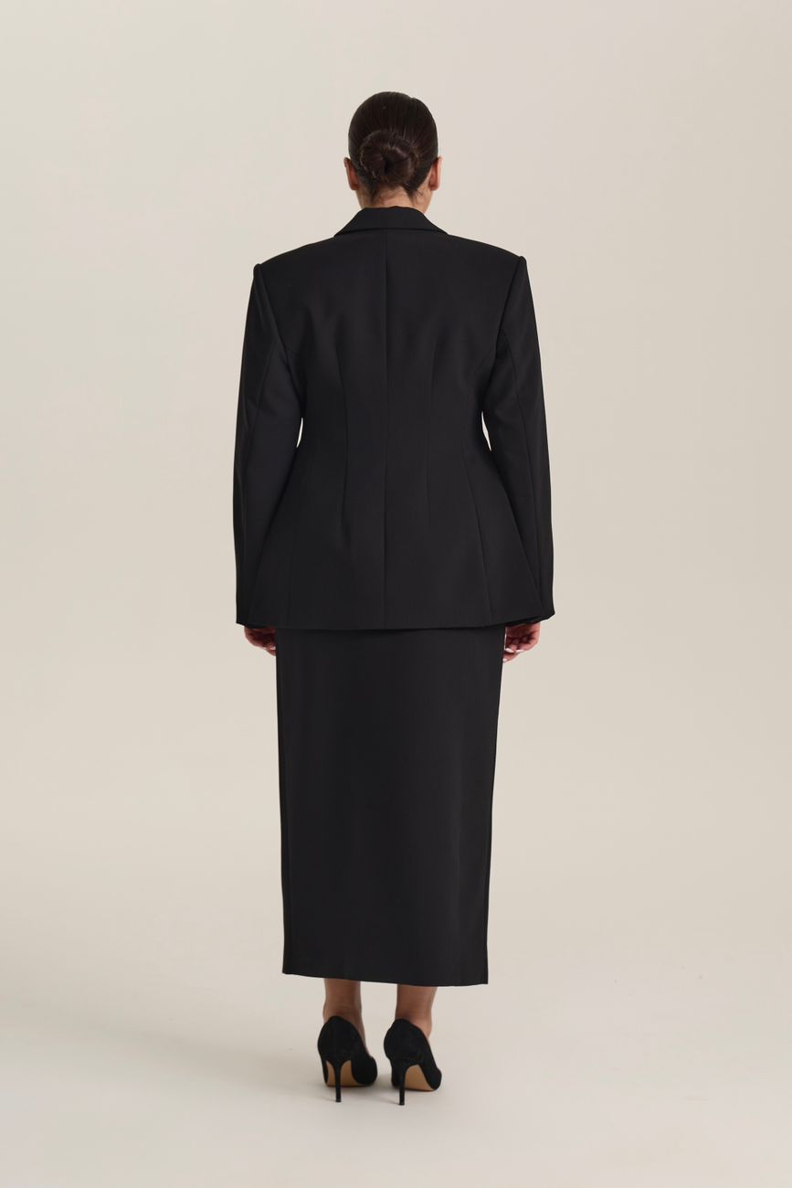 Жакет с объемными плечами, черный