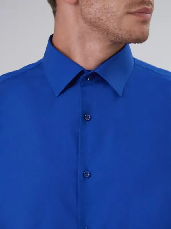 Рубашка приталенная SLIM FIT с коротким рукавом, синяя