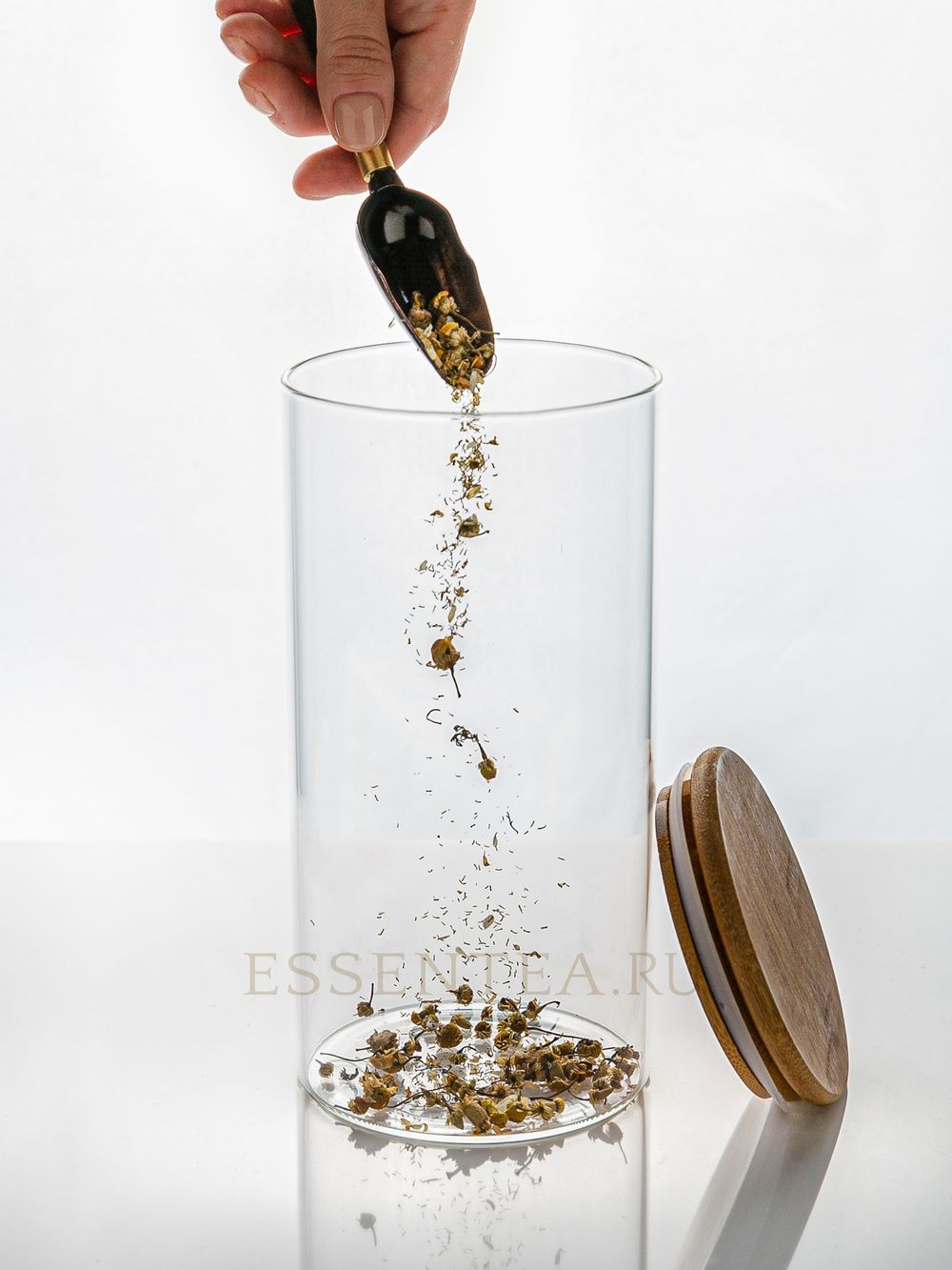 Банка стеклянная "Орхидея" с бамбуковой крышкой 1400 мл