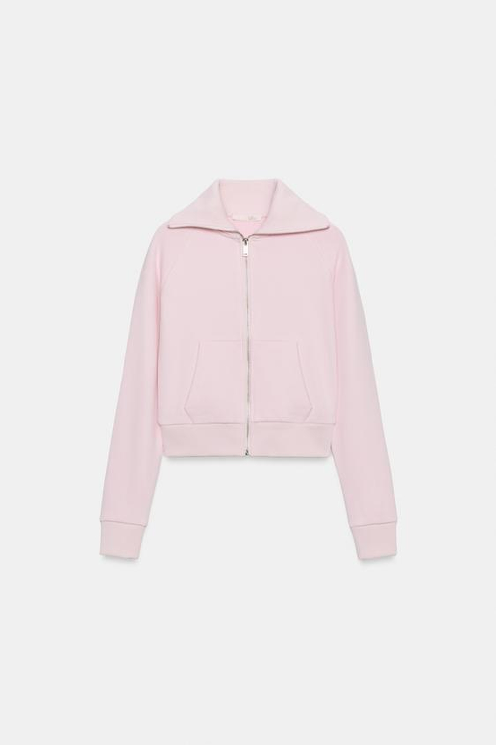 ZARA ТОЛСТОВКА ИЗ ФЛИСА НА МОЛНИИ, ПАСТЕЛЬНО-РОЗОВЫЙ