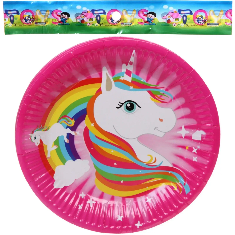Тарелка бумажная 18 см в наборе 10 шт «Радужный Единорог»