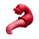 Красный вибратор-язык с вакуумной стимуляцией клитора (Цвет: красный)