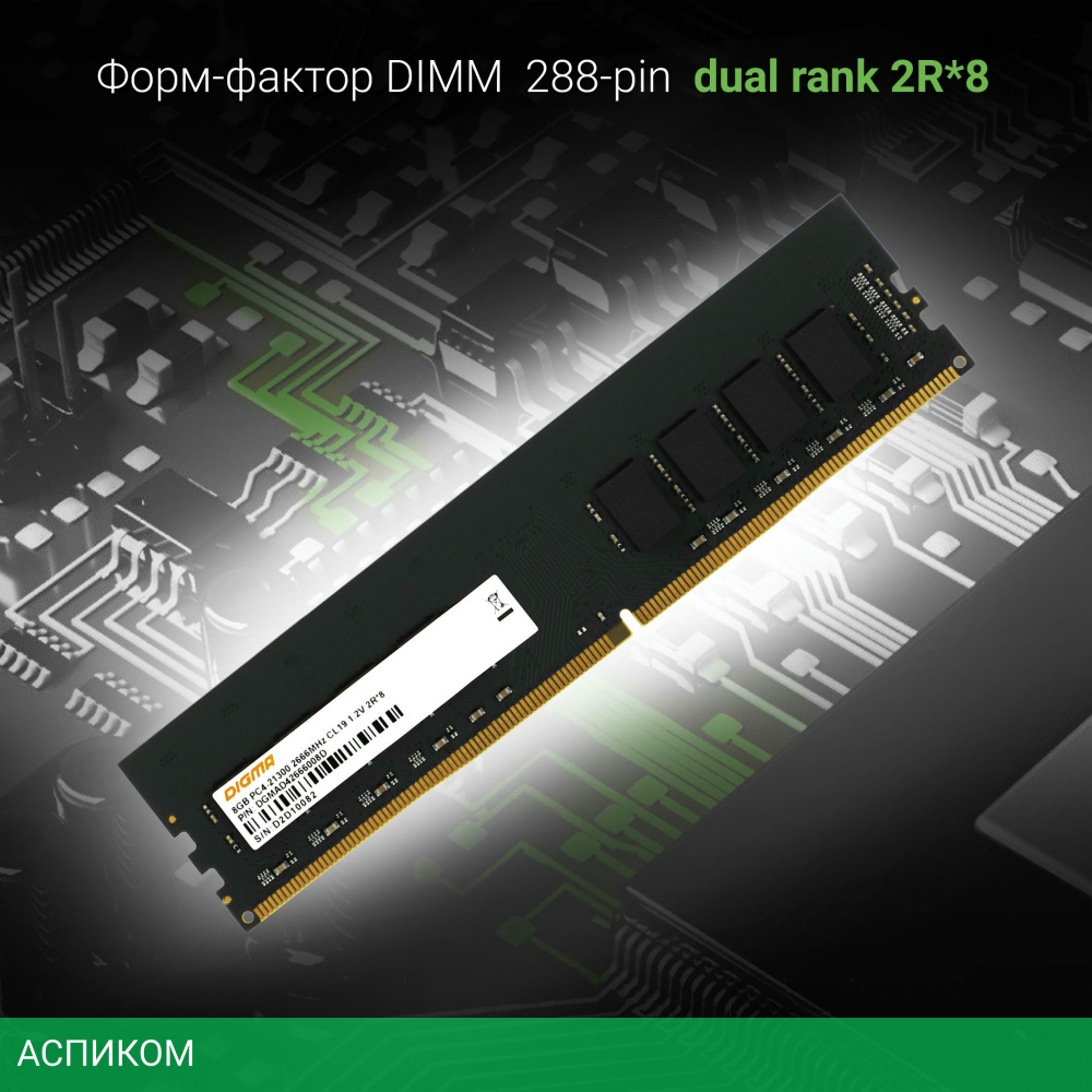 Оперативная память Digma DDR4 8Gb RTL (DGMAD42666008D)