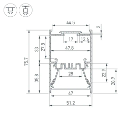 Профиль LINE-5075-HONEYCOMB-2000 BLACK (Arlight, Алюминий) 044874