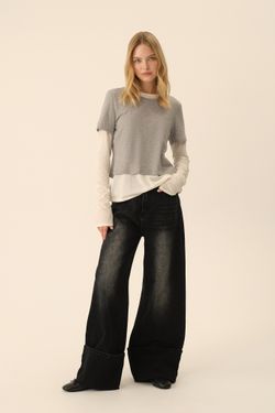 Широкие джинсы (Отворот - поворот), черные