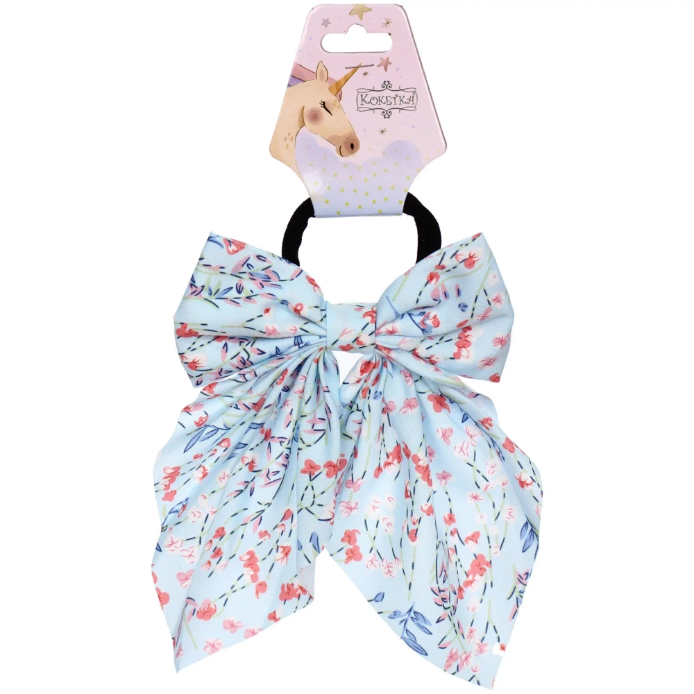 Резинка для волос «ПЕРСЕЯ», милые цветы, микс 6 цветов, d-5см/11*17см (подвес Кокетка Единорог)