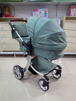 Детская коляска-трансформер 3 в 1 Luxmom 608 / изумрудный ткань