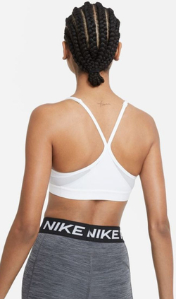 ТОП теннисный Nike Indy Bra V-Neck W - white/grey fog/particle grey