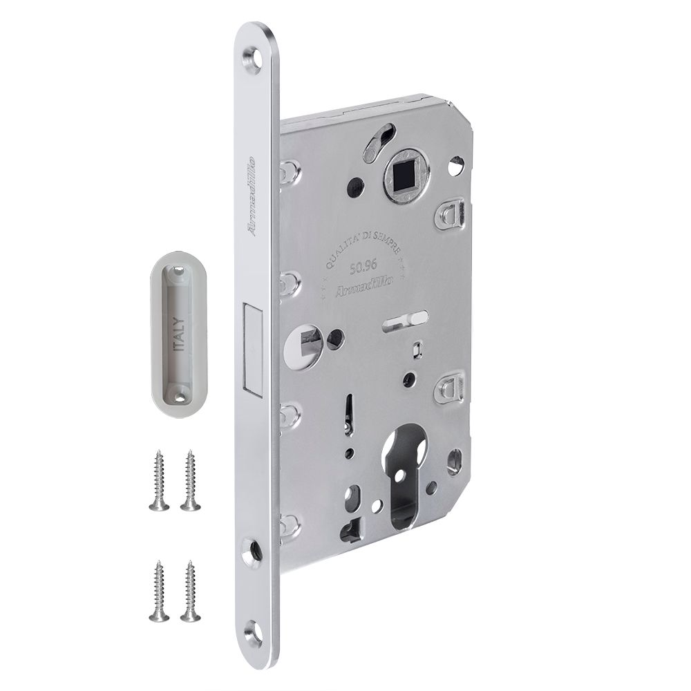 Замок Armadillo (Армадилло) межкомнатный магнитный под цилиндр с ответной планкой GRAVITY G02.196.50.85 CP хром