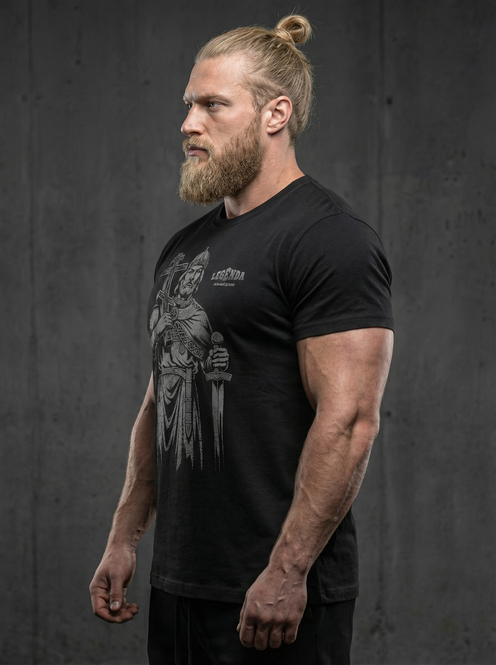 Футболка спортивная хлопковая мужская черная LEGENDA Князь