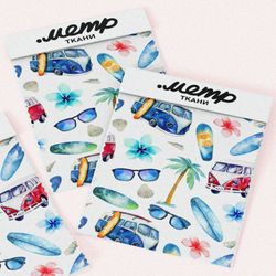 Ткань атлас автобусы на пляже