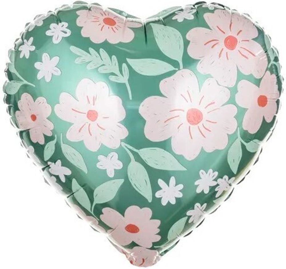 К 18''/46 см, Сердце, Цветы (БГ-15)