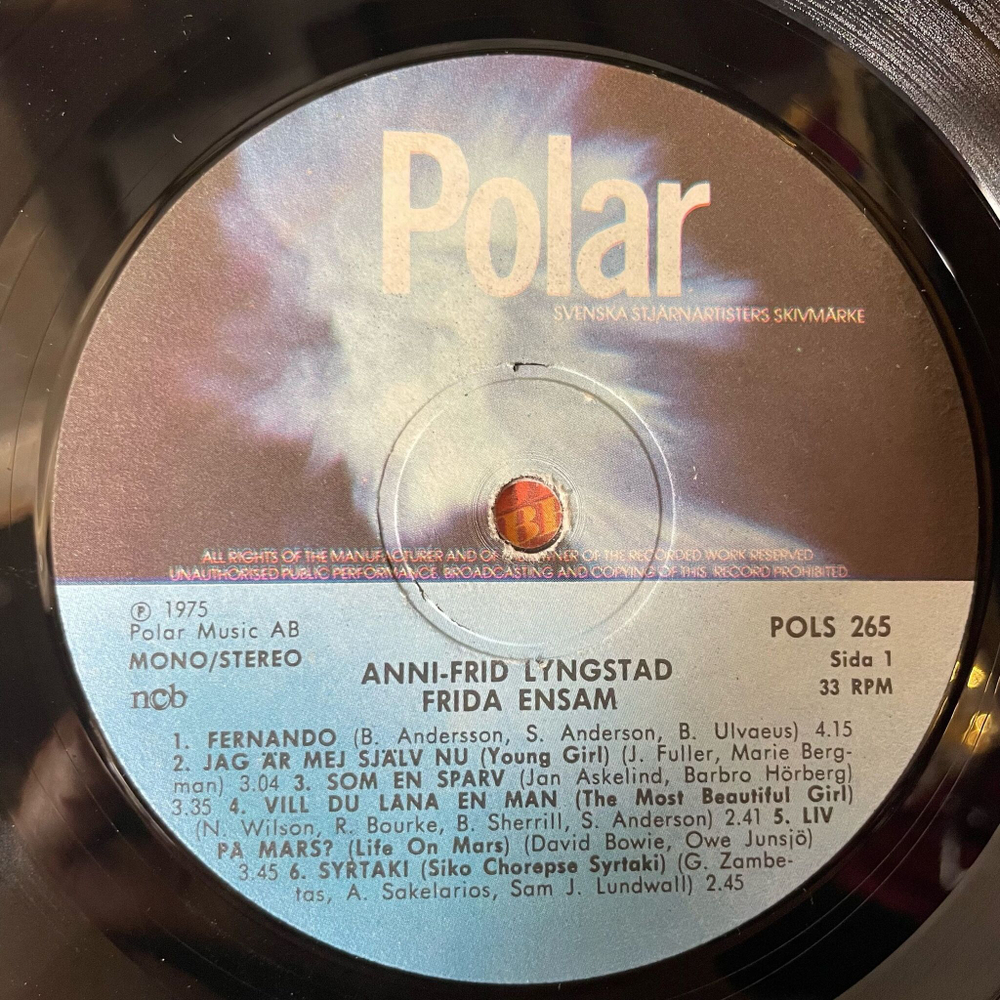 Винтажная виниловая пластинка LP Anni Frid Lyngstad Frida Ensam (From ABBA) (Швеция 1975)