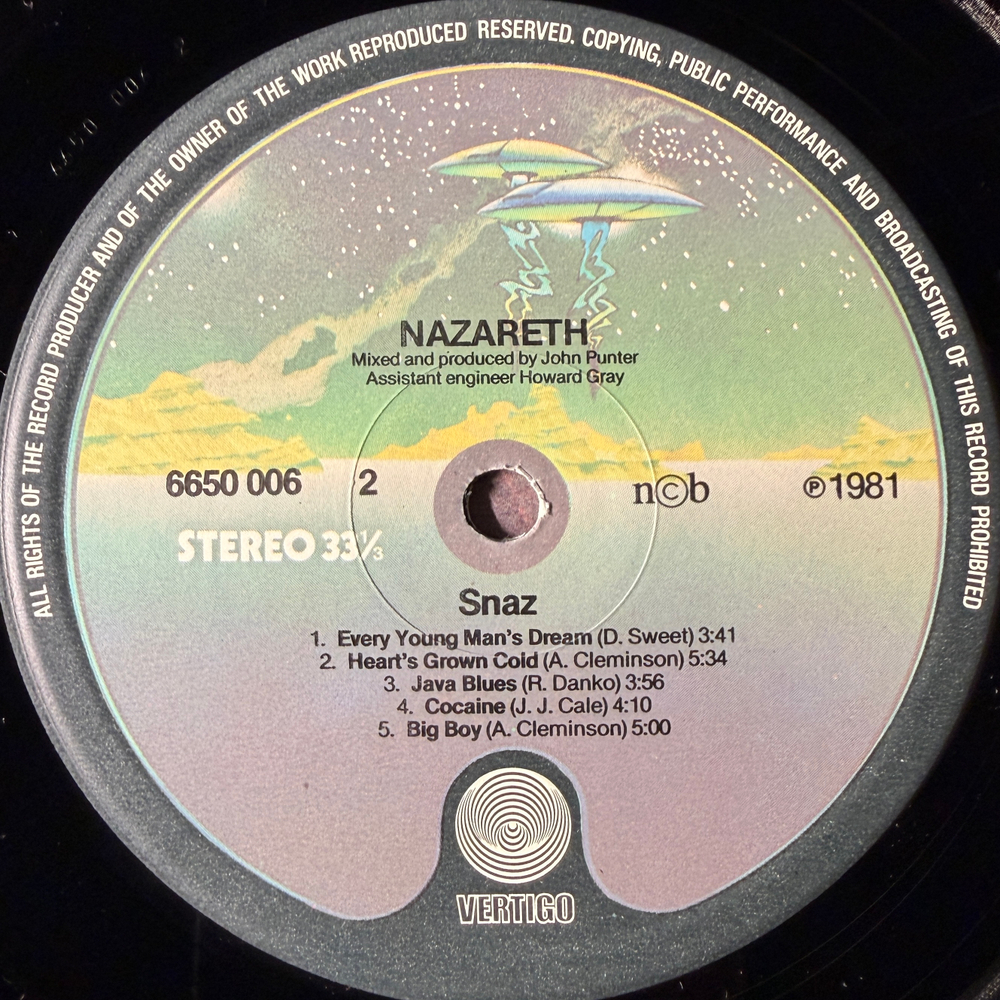 Nazareth ‎– 'Snaz 2LP (Скандинавия 1981г.) Т