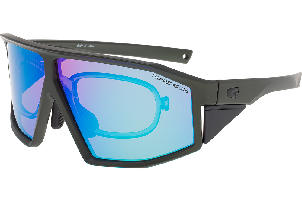 Спортивные очки GOG Lhotse / Matt Metallic Green/Black / Polarized Reflex White-Blue