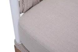 "Диего" кресло плетеное из роупа, основание дуб, каркас алюминий светло-серый (RAL7035) муар, роуп бежевый круглый, ткань бежевая 052