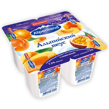 Йогурт Alpenland Абрикос/Персик-маракуйя 7,5% 95 гр