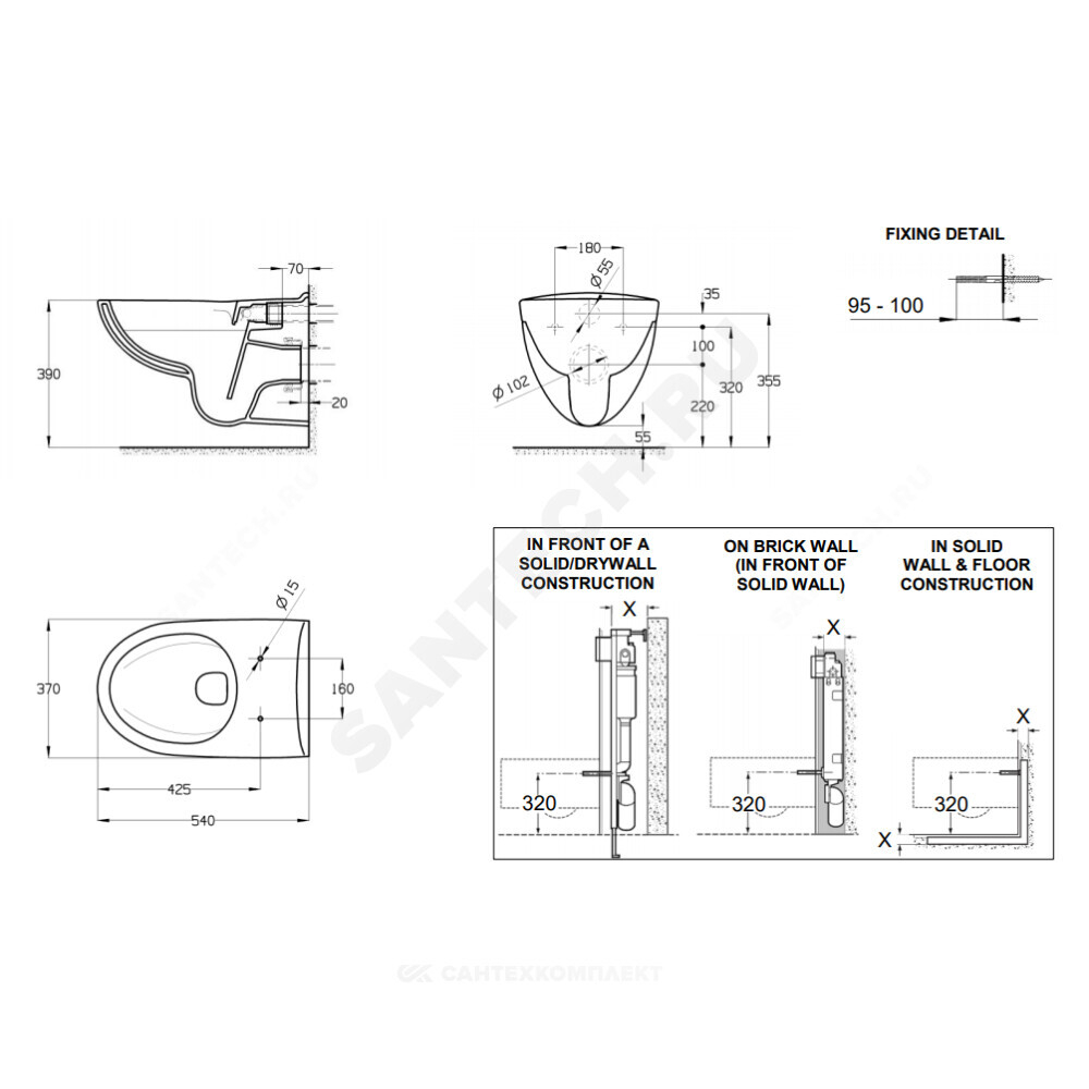 Унитаз подвесной горизонтальный выпуск без сиденья Victoria 540 Rimless Roca 34639300Y