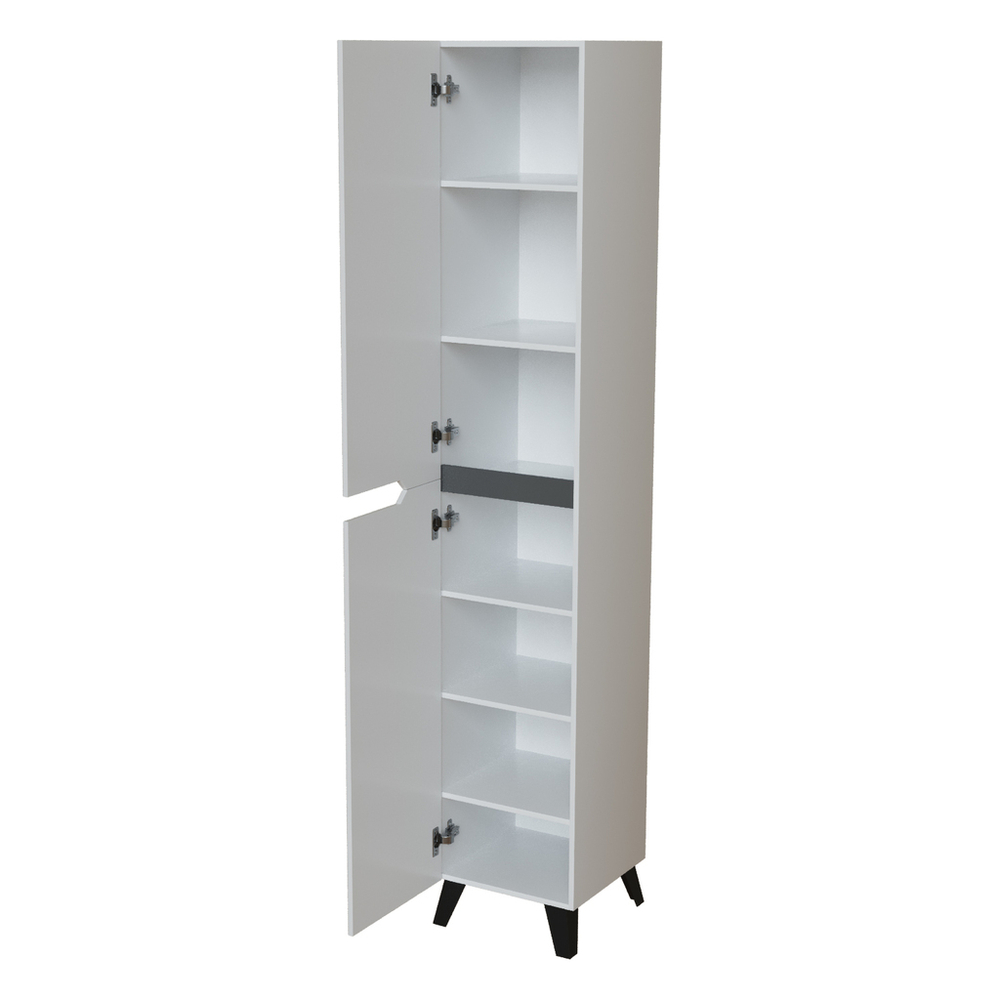 Пенал "ОРИОН-35" универсальный 2 створки белый/графит (350*1920*320) (ПВХ)