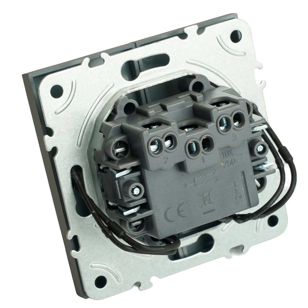 Выключатель 2-клавишный c индикатором (механизм), STEKKER, 250В, 10А, серия Эмили, RSW10-5102-10, платиново-серый, soft touch 49942