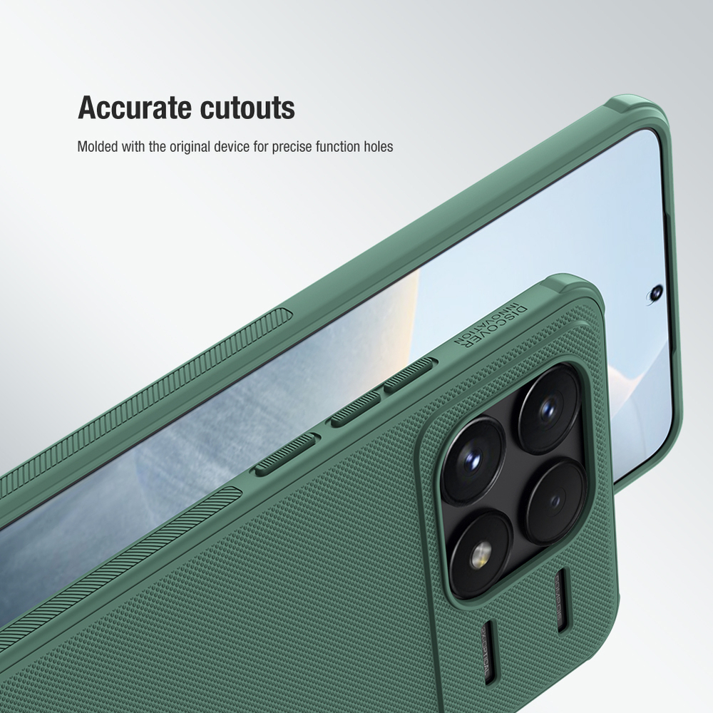 Усиленный двухкомпонентный чехол зеленого цвета (Deep Green) от Nillkin для Xiaomi Poco F6 Pro, серия Super Frosted Shield Pro