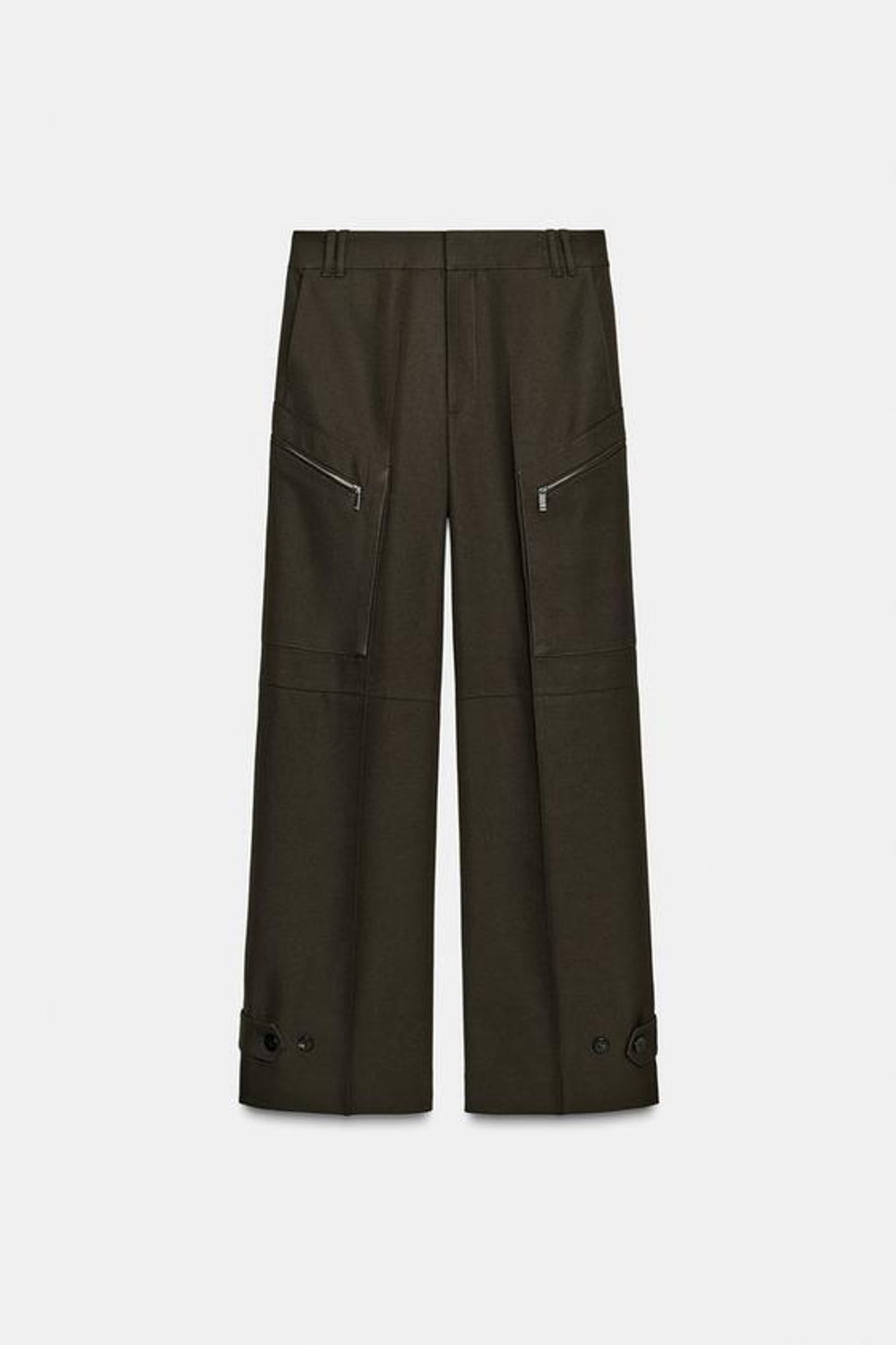 ZARA БРЮКИ КАРГО НА МОЛНИИ ZW COLLECTION LIMITED EDITION, ТЕМНЫЙ ХАКИ