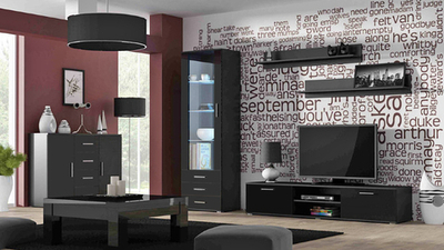 Гостиная Сохо 3 Черный 0190 372*41*192 см, Черный   Фиеста