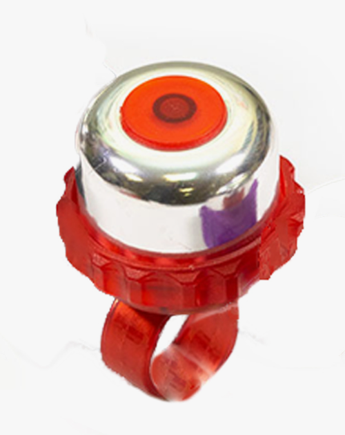 Звонок механический "шестерёнка", 48мм, алюминий/пластик, серебристо-красный