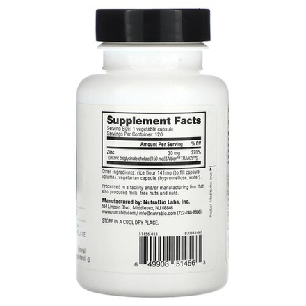 Zn, Zinc, 30 mg, 120 Capsules