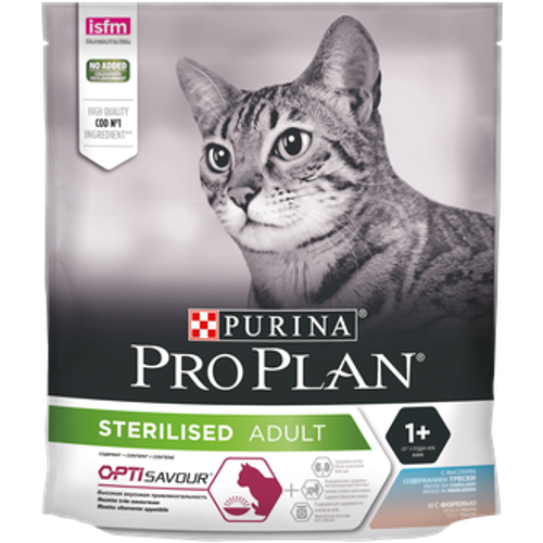 Purina Pro Plan Sterilised Сухой корм для стерилизованных кошек с треской и форелью, 400 г