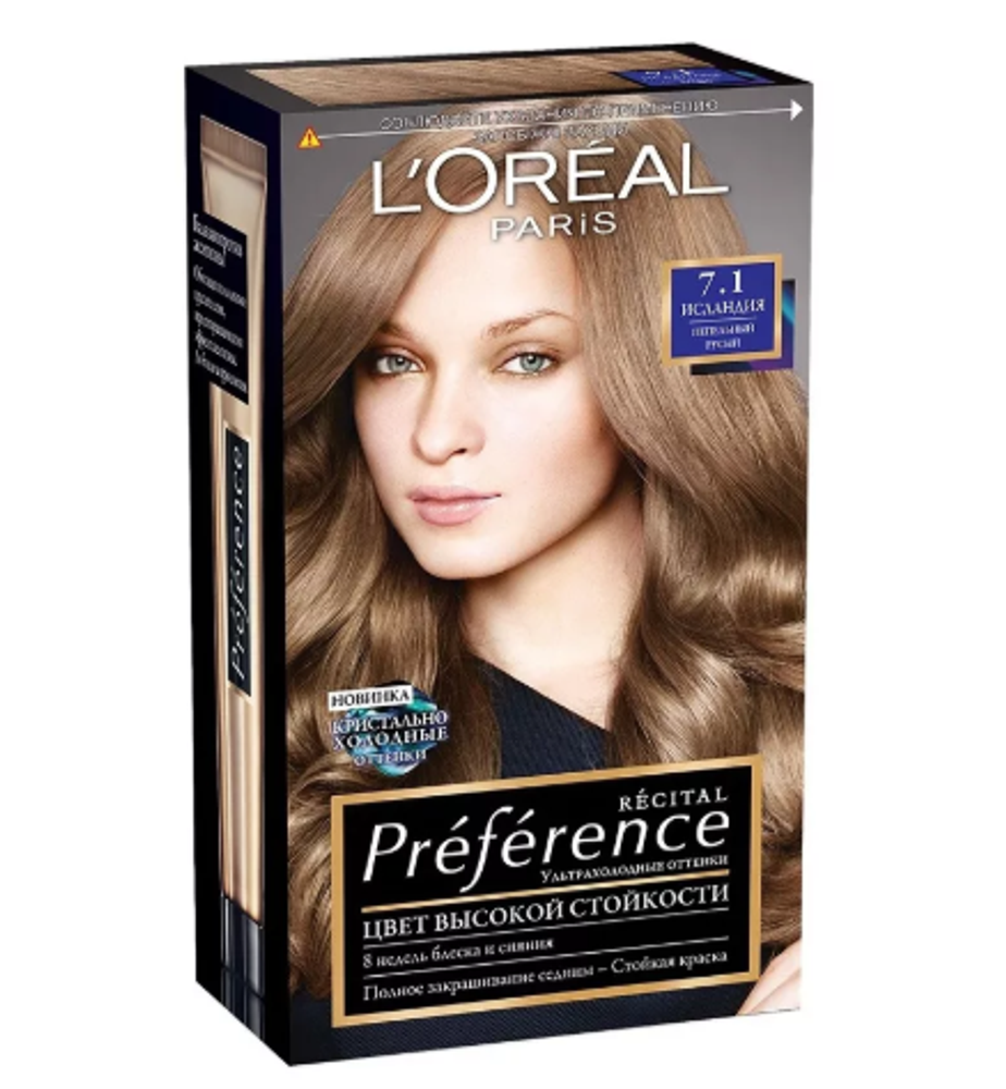 L&#39;Oreal Paris Краска для волос Preference Recital, тон №7.1, Исландия, 40мл