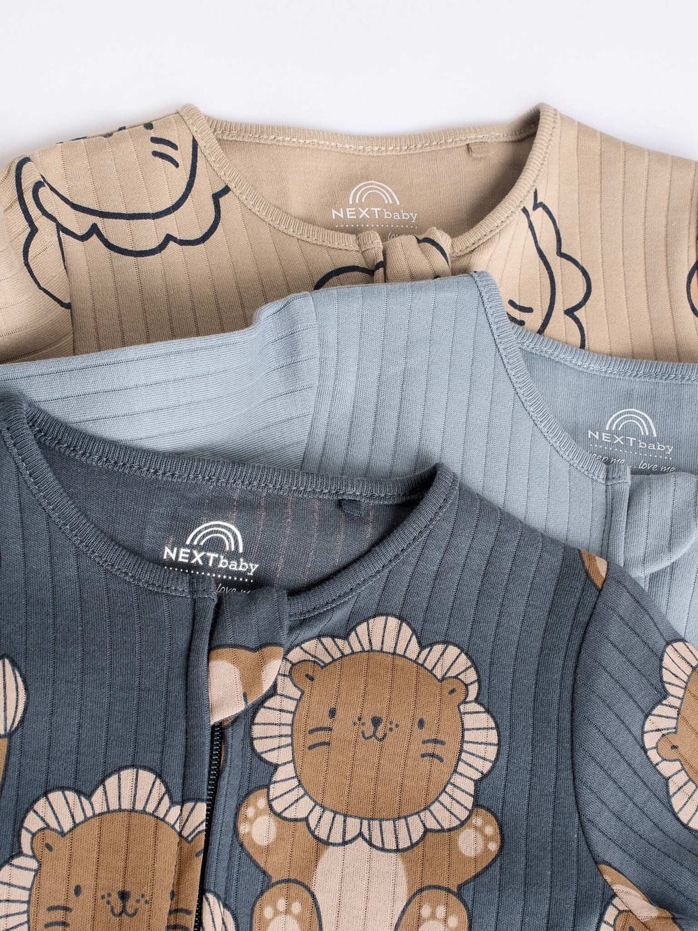 Комбинезон / Cлип для малышей Next N26-395, 3 шт., Бежевый, Серый, Синий