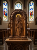 Освященная Икона преподобного Максима Грека из дуба 19х31 см