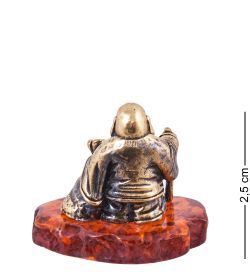 Народные промыслы AM-3878 Фигурка «Хотэй Долголетие» (латунь, янтарь)