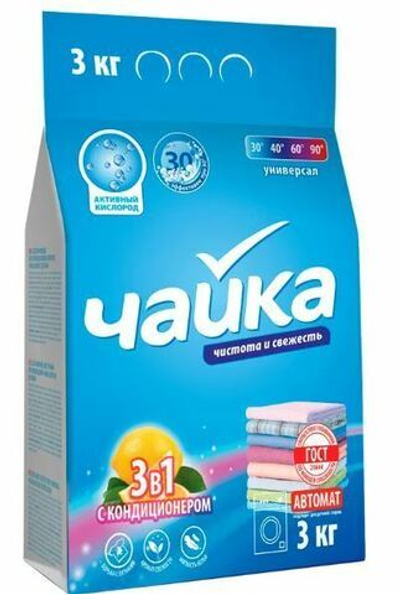 Стиральный порошок ЧАЙКА автомат универс.3кг. 3 в 1 с кондиц.