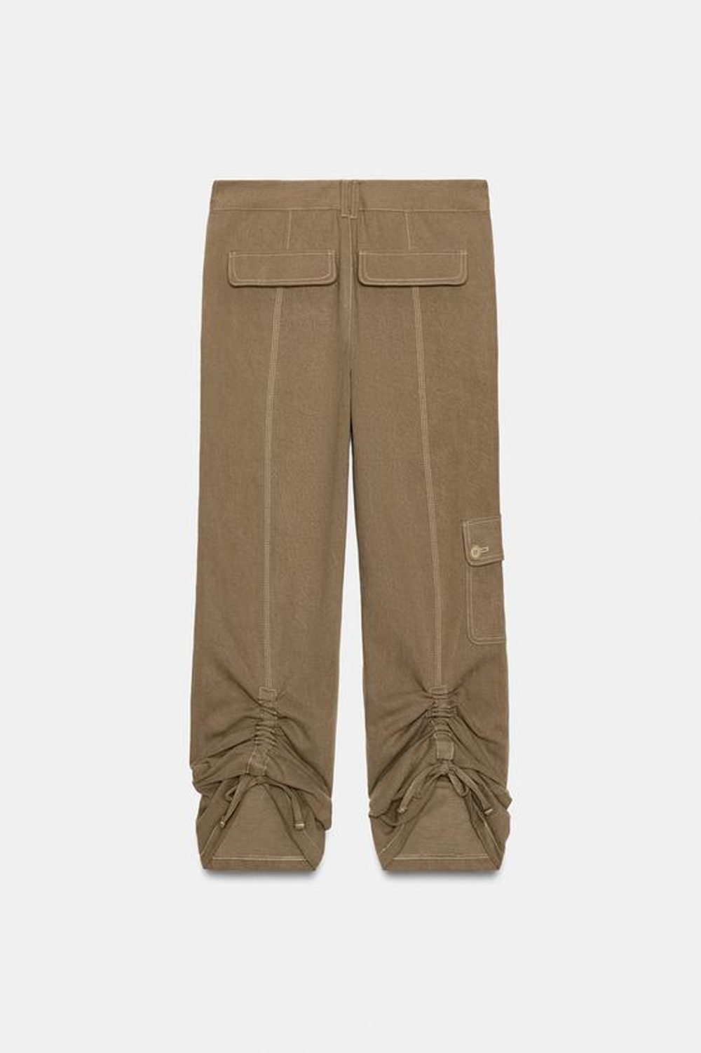 ZARA СТРУЯЩИЕСЯ БРЮКИ СО СБОРКАМИ, СВЕТЛО-КОРИЧНЕВЫЙ