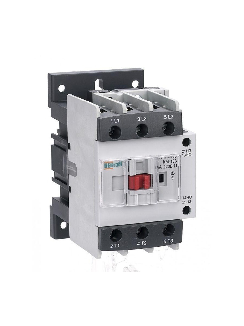 Контактор КМ-103 65А кат. 220В AC 1НО+1НЗ AC-3 DEKraft 22138DEK