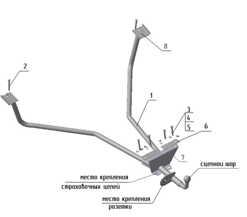 Фаркоп Avtos на ГАЗ 2410,31029,31022,3110,31105 (усиленный)(паспорт и сертификат в комплекте)(без электрики)GAZ-03