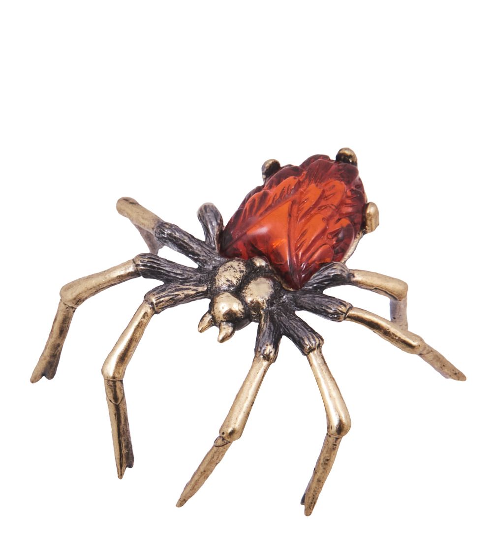Народные промыслы AM-4163 Фигурка «Паук Черная вдова» (латунь, янтарь)