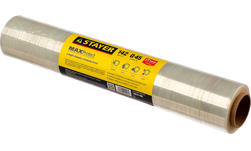STAYER MaxProtect, 142 м х 450 мм, 17 мкм, УФ стойкая, ручная, упаковочная стрейч-пленка (12610-450)