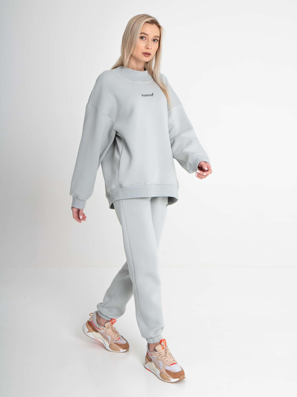 Брюки джоггеры женские светло серые с начесом