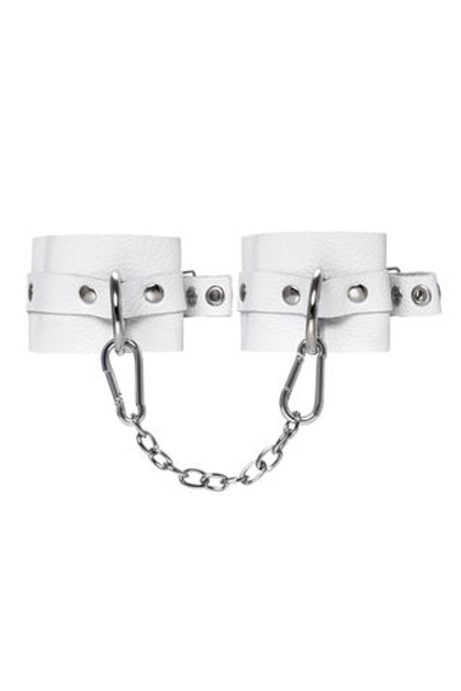 Белые мягкие кожаные наручники с люверсами
