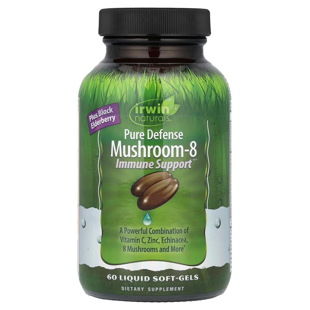 Irwin Naturals, Immune Support, смесь из 8 грибов для защиты иммунной системы, 60 желатиновых капсул