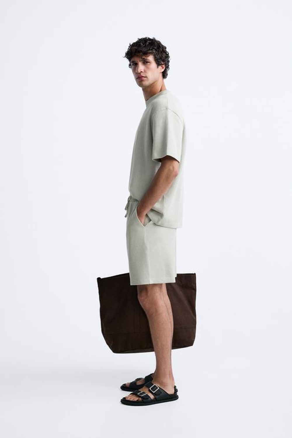 ZARA ШОРТЫ SOFT В РУБЧИК, ГОЛУБОЙ