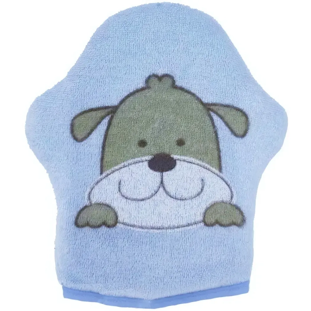 Мочалка-варежка для тела детская «Water Magic - Щенок Дэни», цвет голубой, 15*16 см (ZIP пакет)
